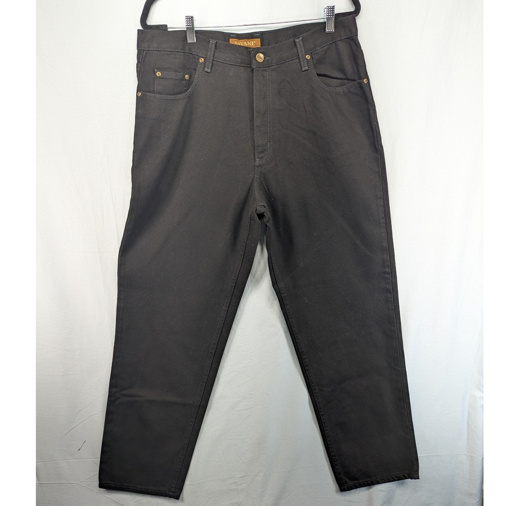 SAVANE Men's Black‎ Straight Leg Jeans 36x32 100% Cotton Classic Fit